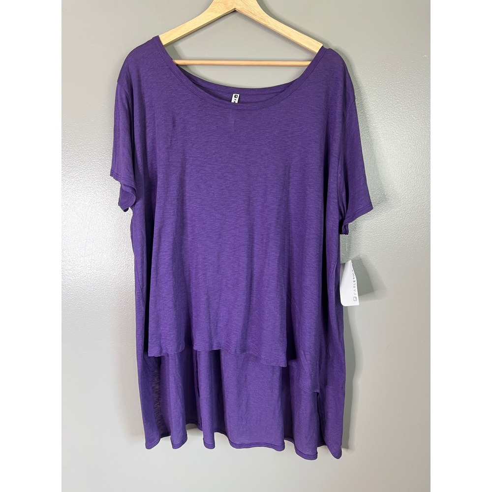 Fabletics Vibe Tee Purple Supima Cotton High Low Dropped Hem Shirt XL 12 - Picture 6 of 6